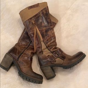 Distressed leather boots